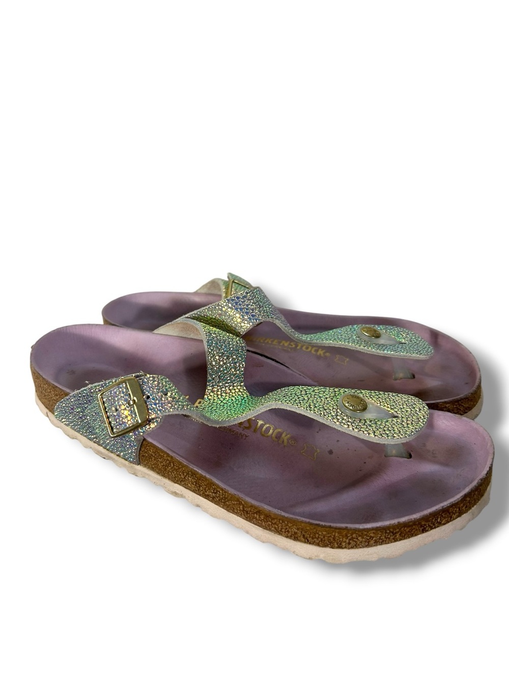 Birkenstock Gizeh Lux Iridescent Purple Orchid Glitter Thong Sandal Size 40
